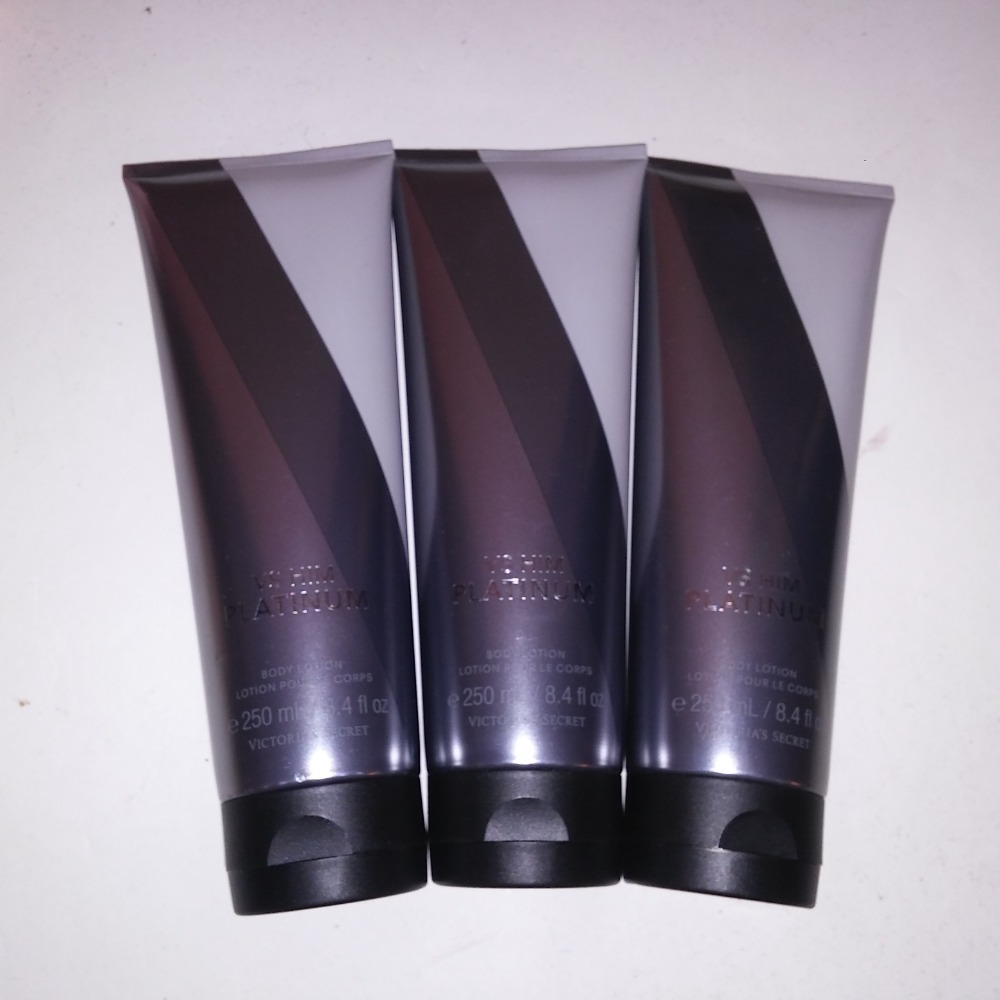 Set of 3 Victoria Secret Body Lotion VS Him Platinum Mens Full Size 8.4oz Each